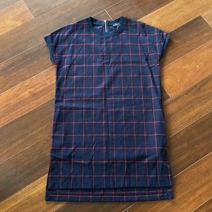 Leo & Viola navy/red plaid shift dress